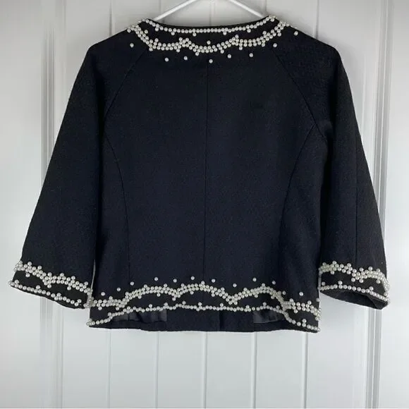 Moon Collection pearl studded crew neck button up jacket - Picture 2 of 5